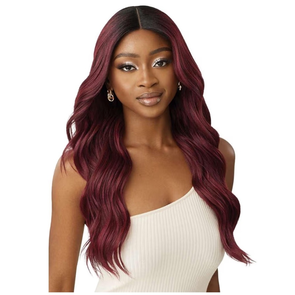 OUTRE Red Velvet EveryWear Burgundy Ombre T-Part Lace Wig - 24”